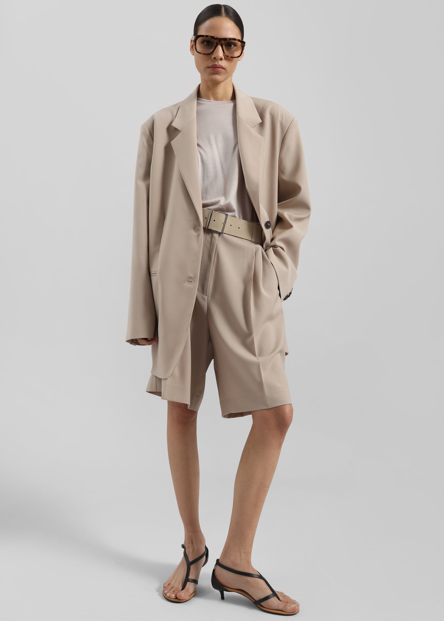 Aiden Wool Blend Blazer - Beige