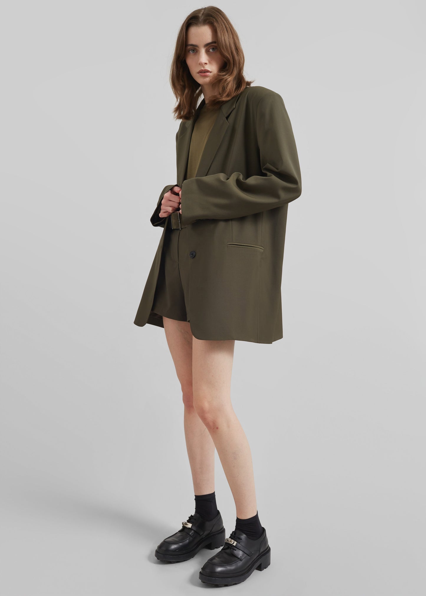 Aiden Wool Blend Blazer - Khaki
