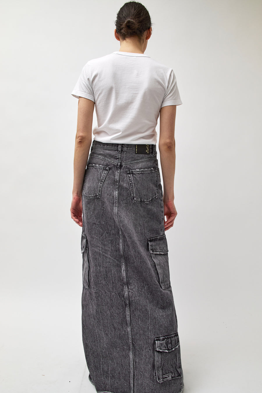 Haikure Skylar Denim Skirt in Marble Black