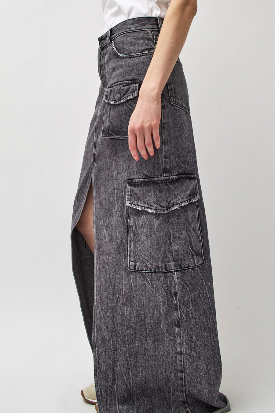 Haikure Skylar Denim Skirt in Marble Black