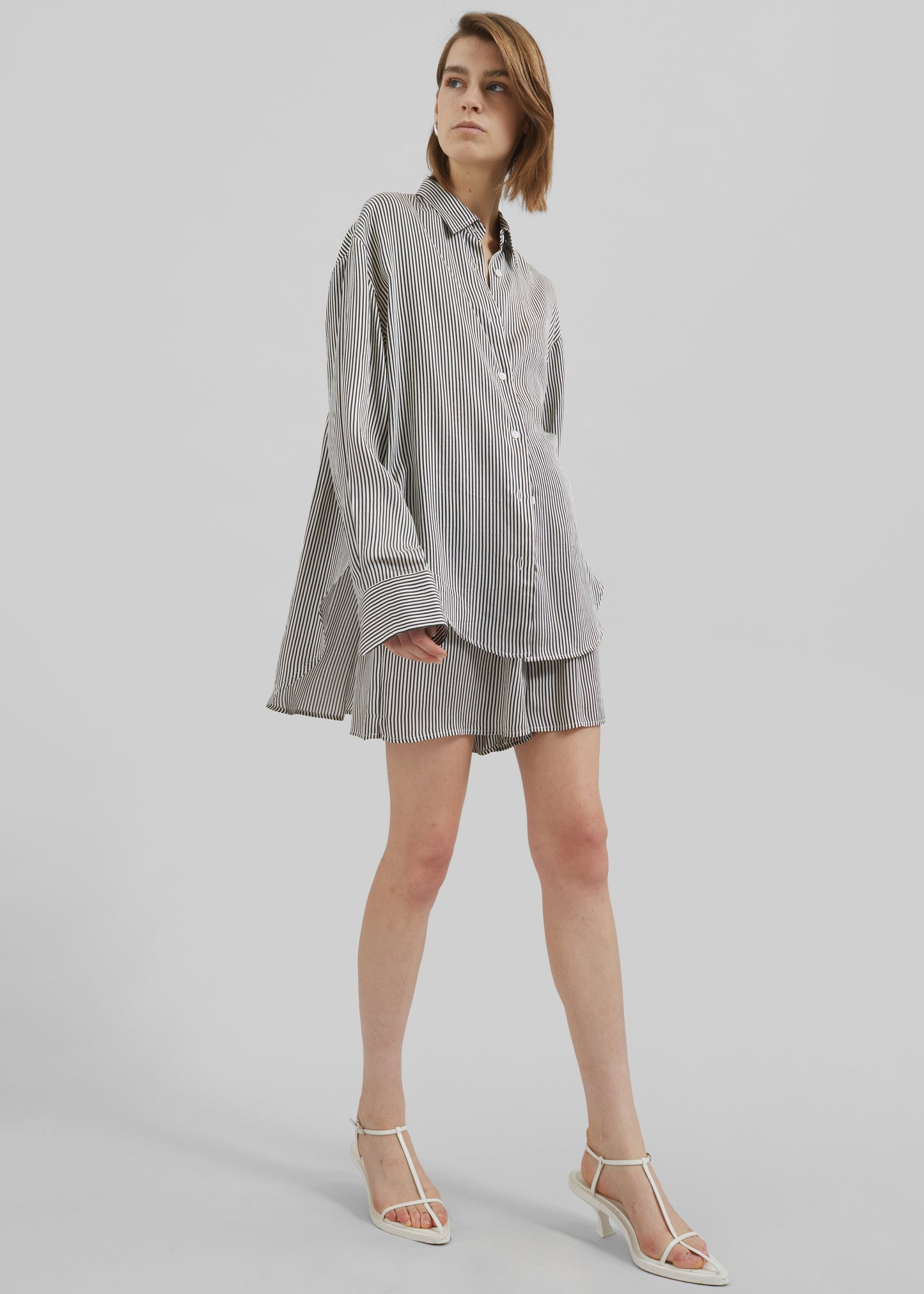 Lui Striped Silk Shirt - Black/White Stripe