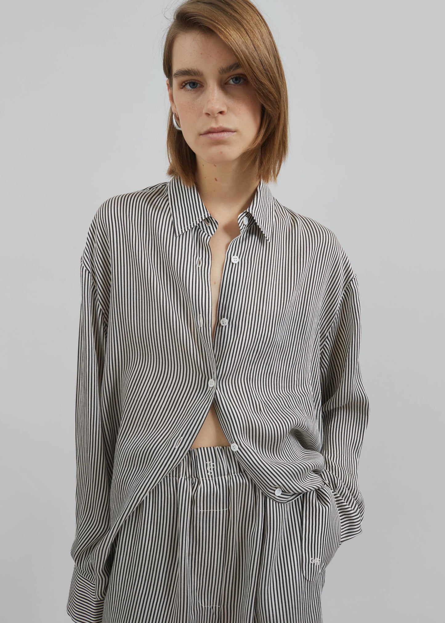 Lui Striped Silk Shirt - Black/White Stripe