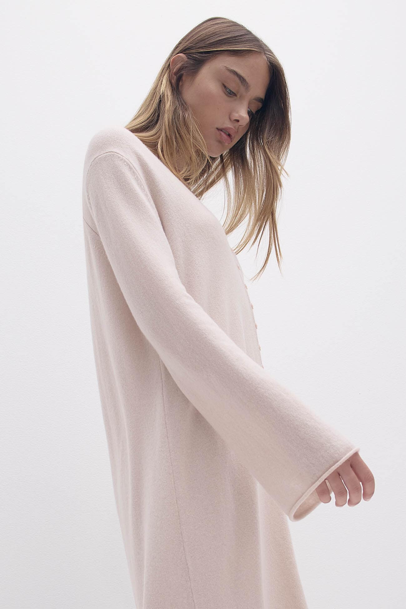 ELOISE BUTTON-FRONT CASHMERE KAFTAN
