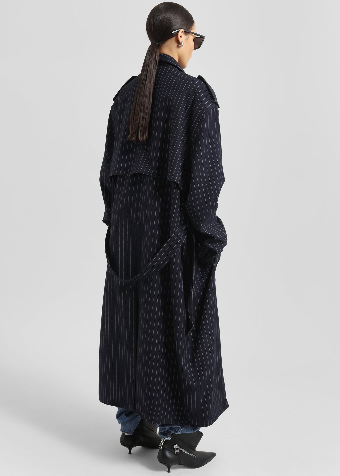 Salford Pinstripe Trench - Navy