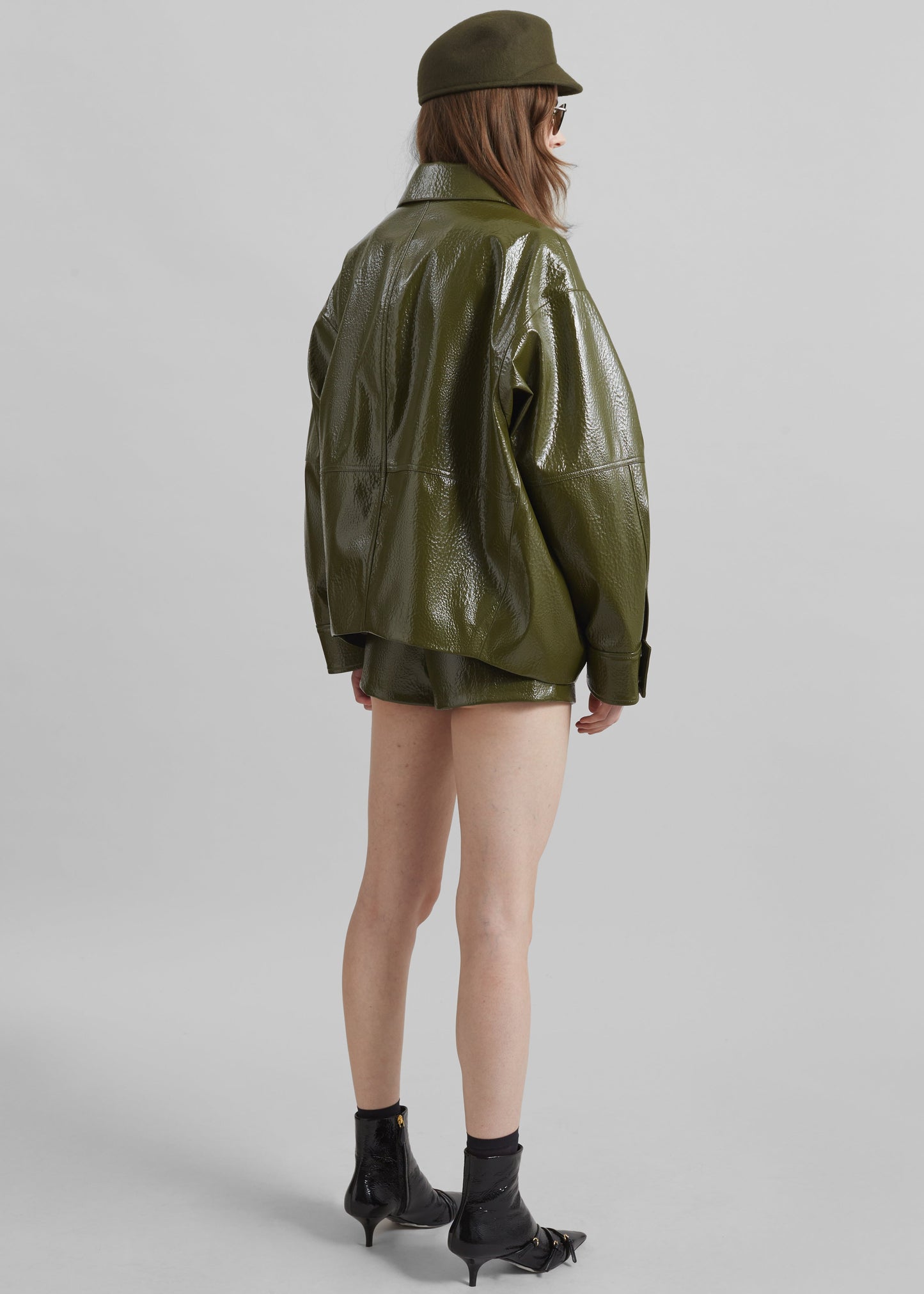 Arbor Crackled Faux Leather Jacket - Olive