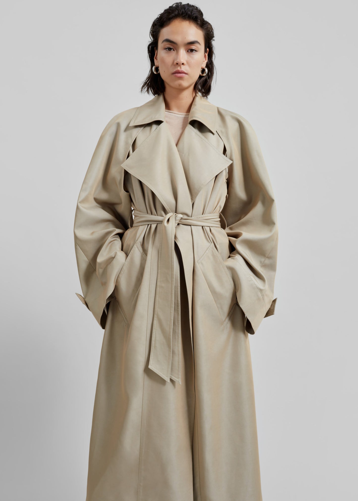 Astoria Cut-Out Raglan Sleeve Trench Coat - Beige