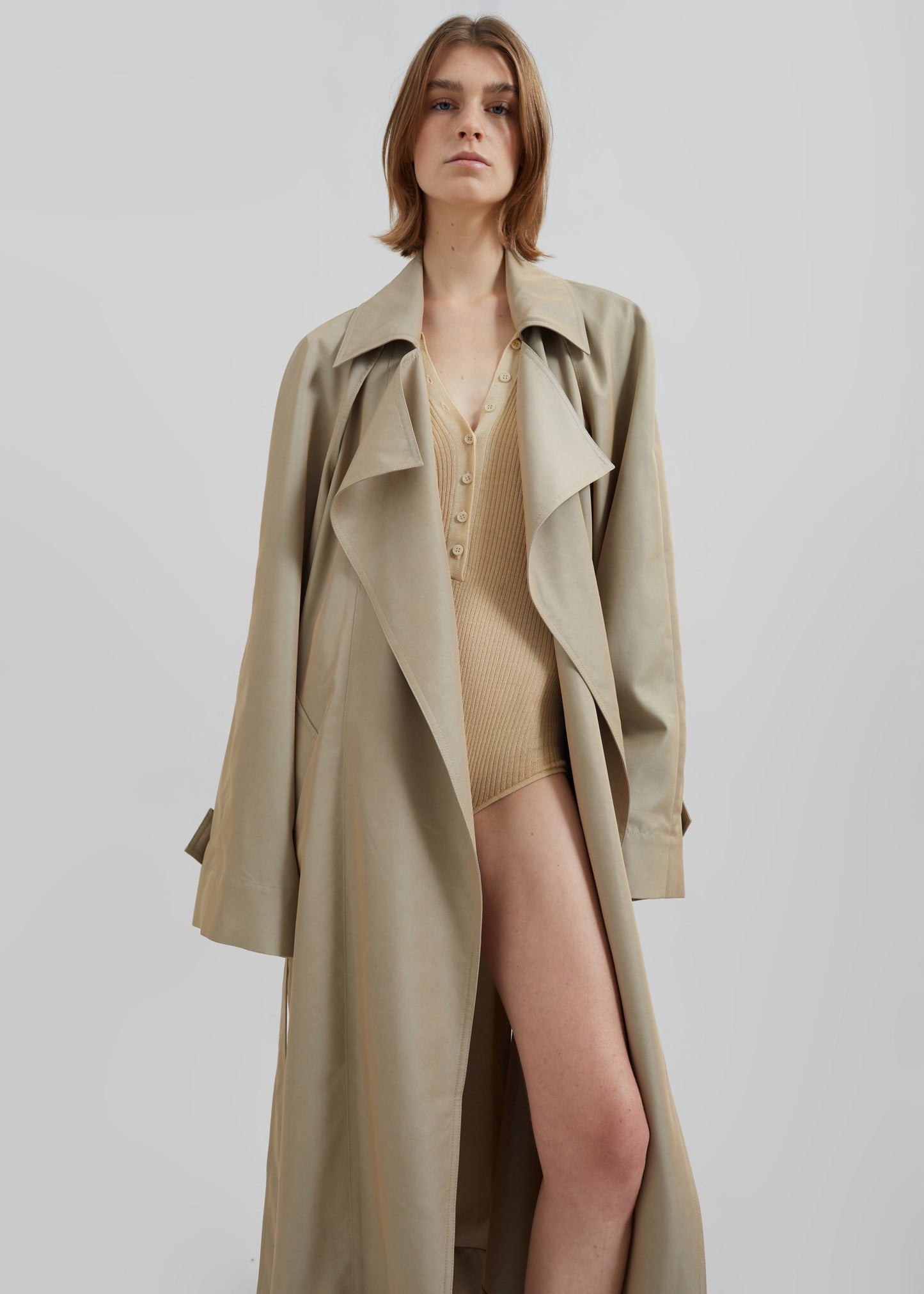 Astoria Cut-Out Raglan Sleeve Trench Coat - Beige