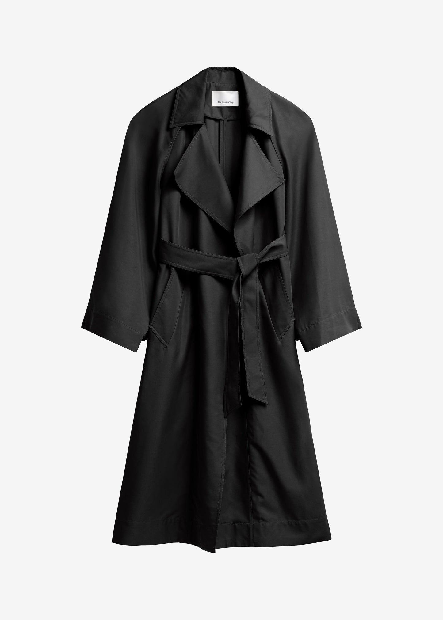 Astoria Cut-Out Raglan Sleeve Trench Coat - Black