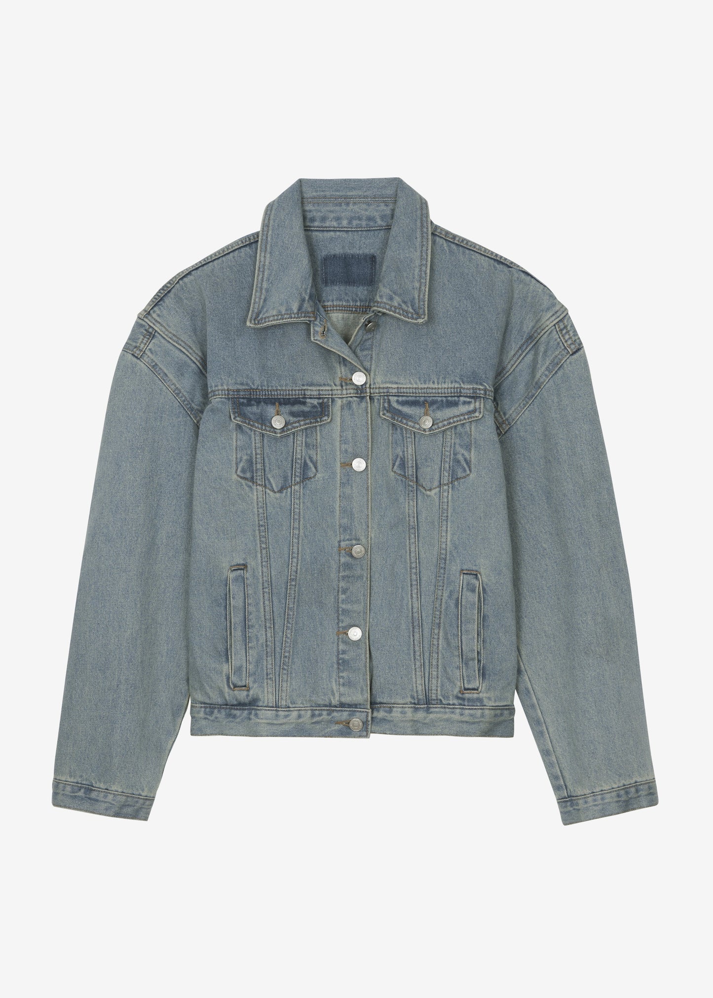 Ceylon Sharp Shoulder Denim Jacket - Light Wash