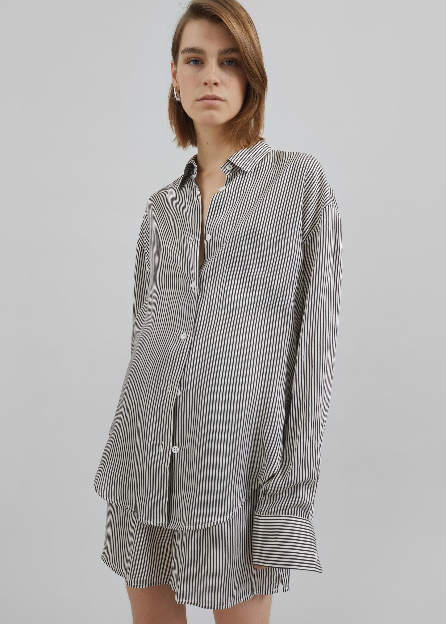 Lui Striped Silk Shirt - Black/White Stripe