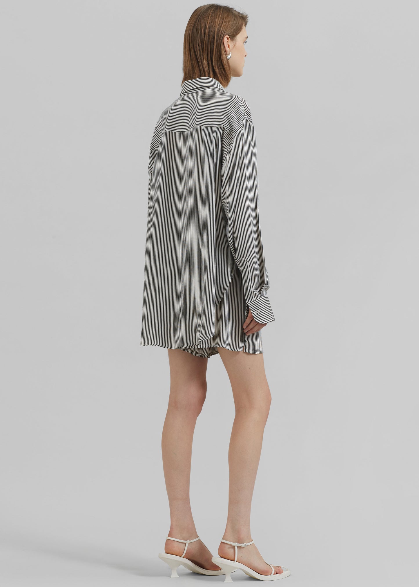Lui Striped Silk Shirt - Black/White Stripe
