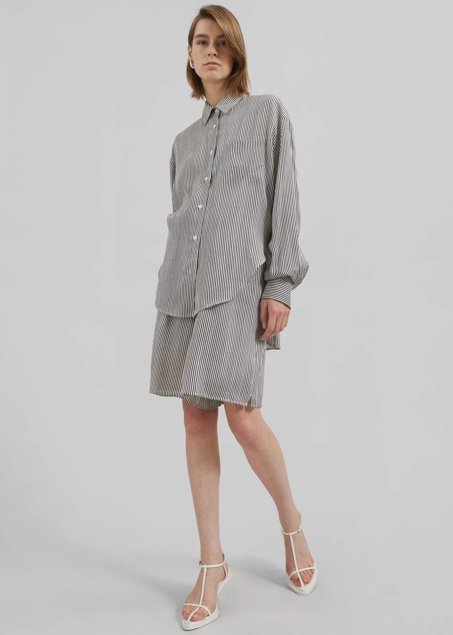 Lui Striped Silk Shirt - Black/White Stripe