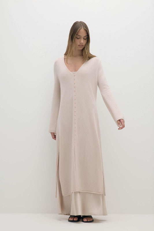 ELOISE BUTTON-FRONT CASHMERE KAFTAN