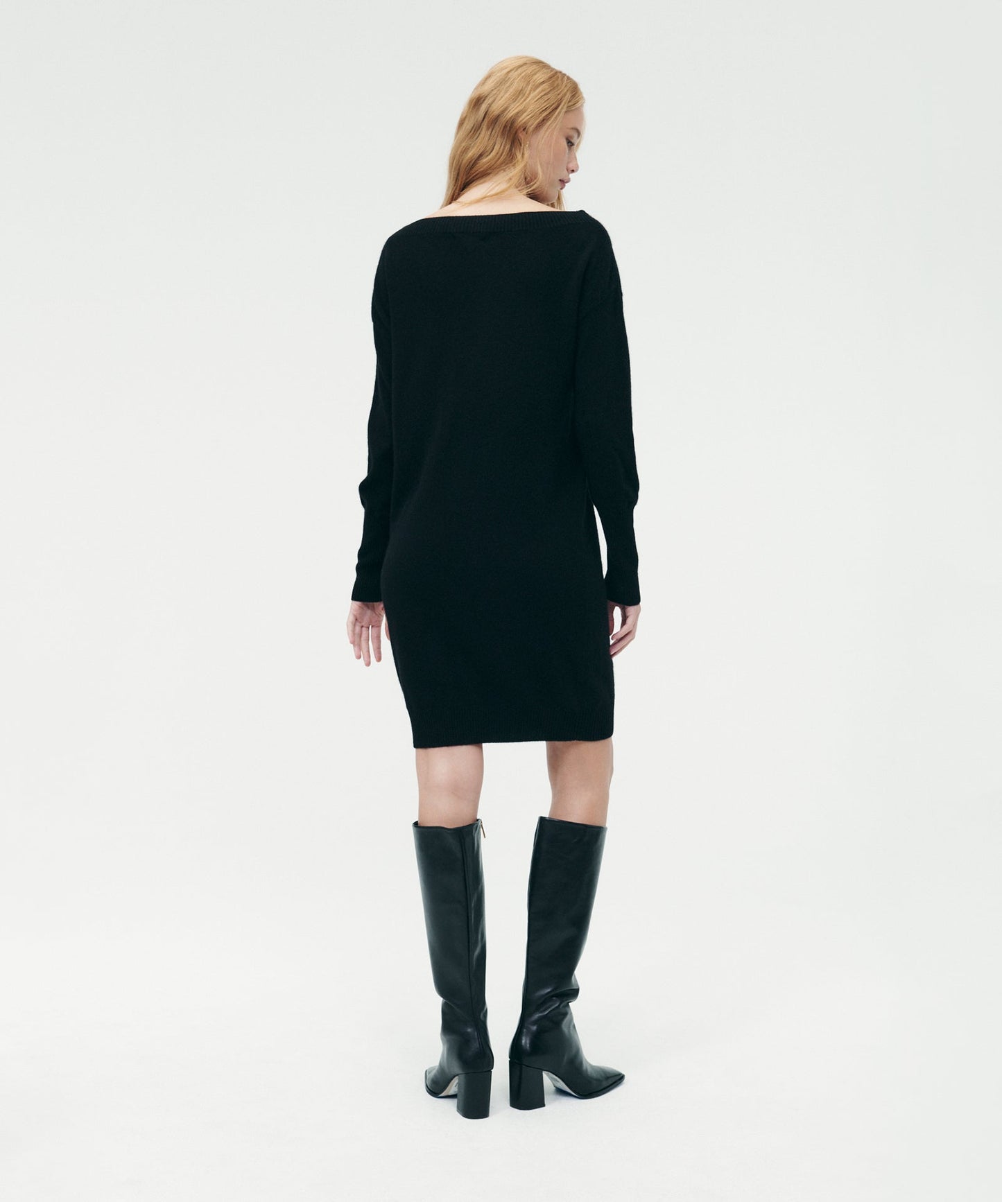 Cashmere Boatneck Mini Sweater Dress