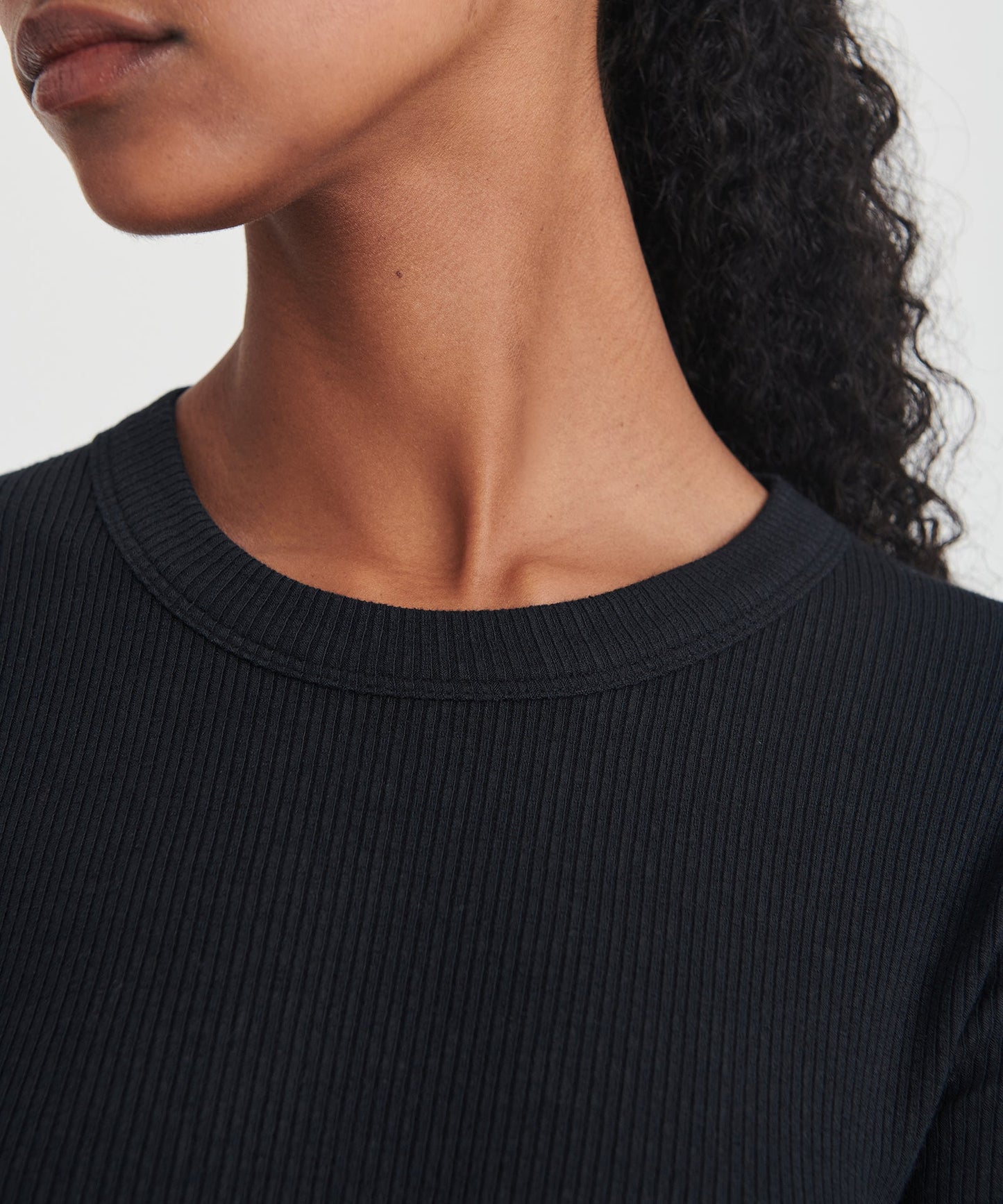 Ribbed Modal Cashmere Crewneck Midi Dress