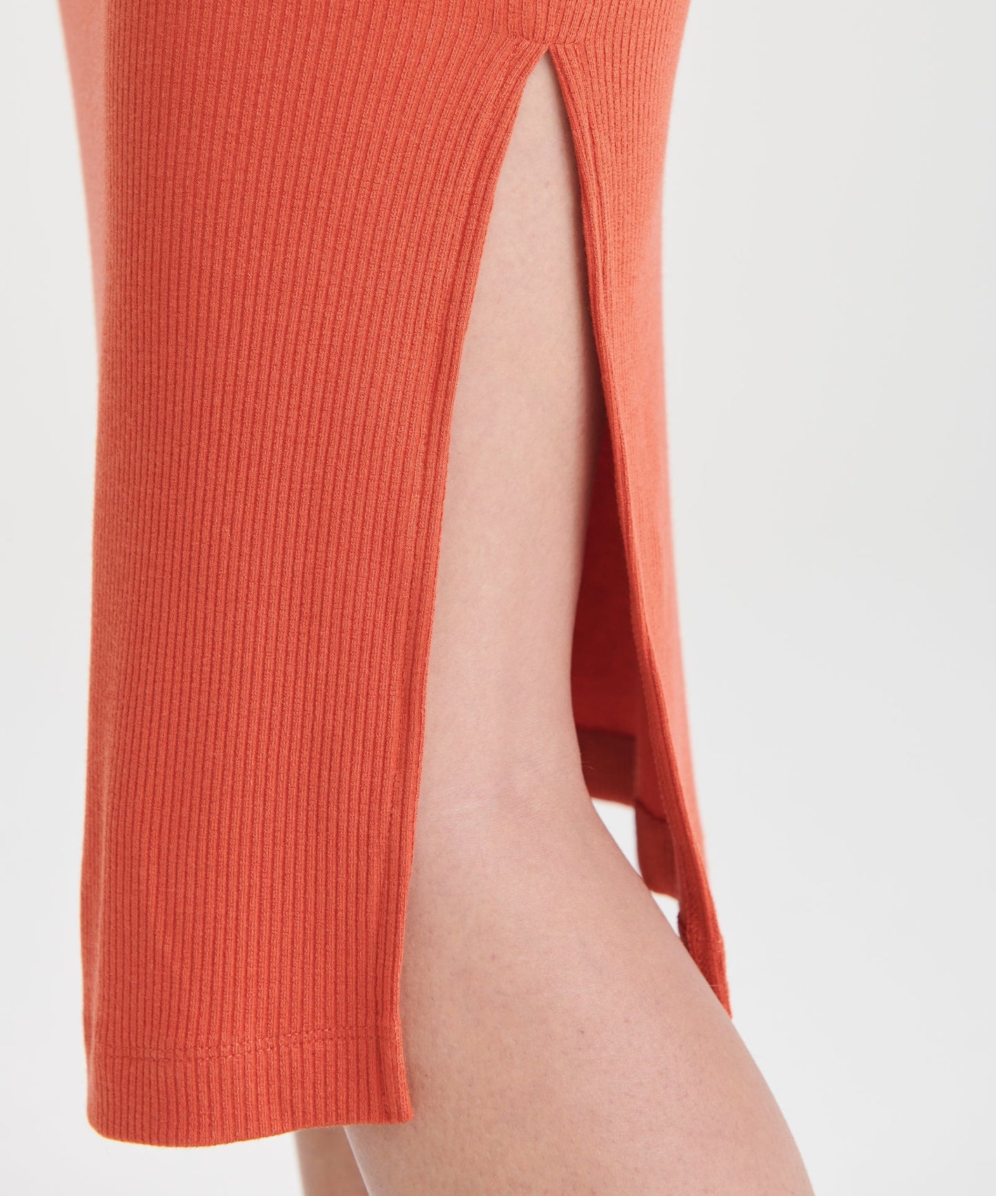 Ribbed Modal Cashmere Crewneck Midi Dress
