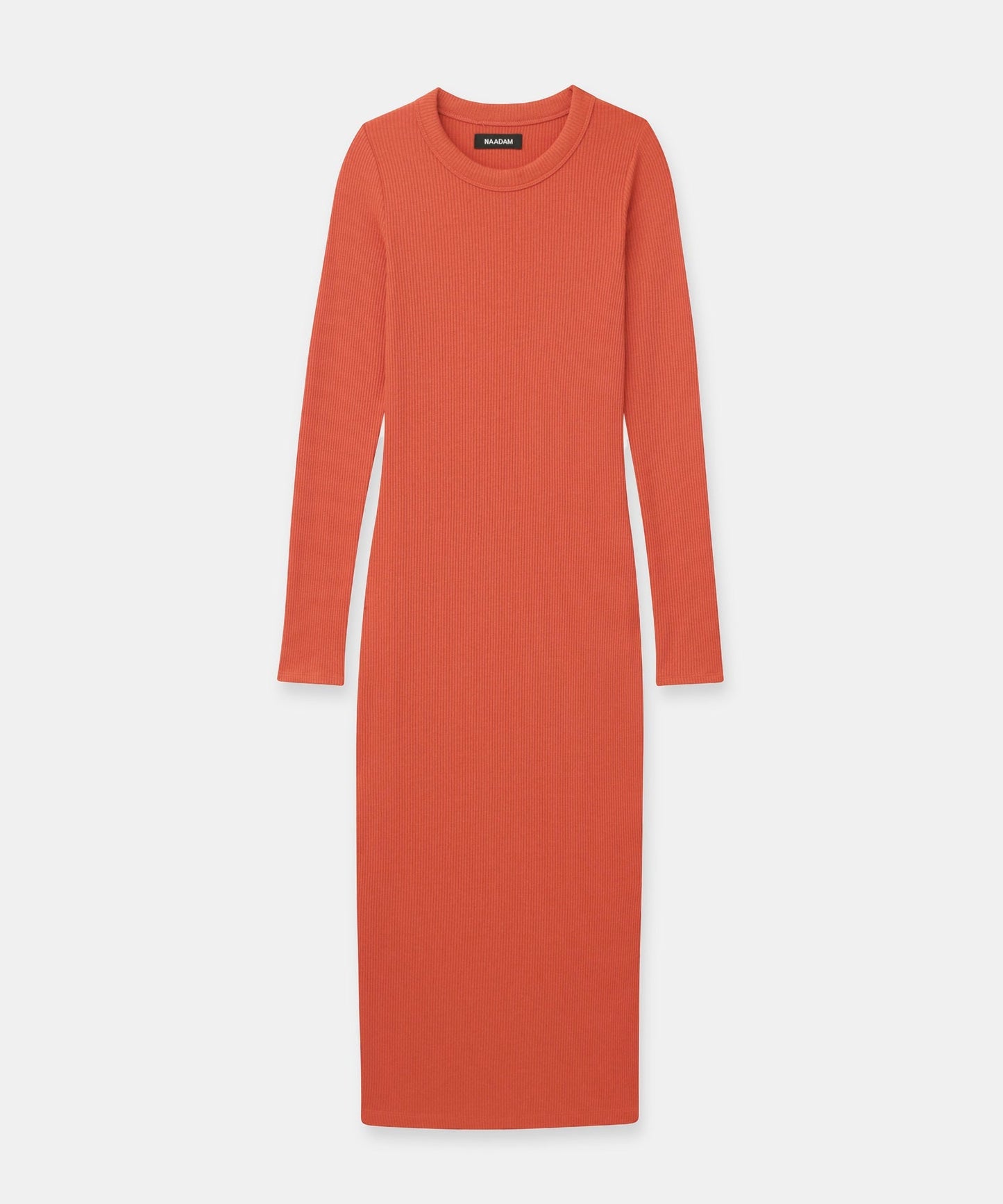 Ribbed Modal Cashmere Crewneck Midi Dress