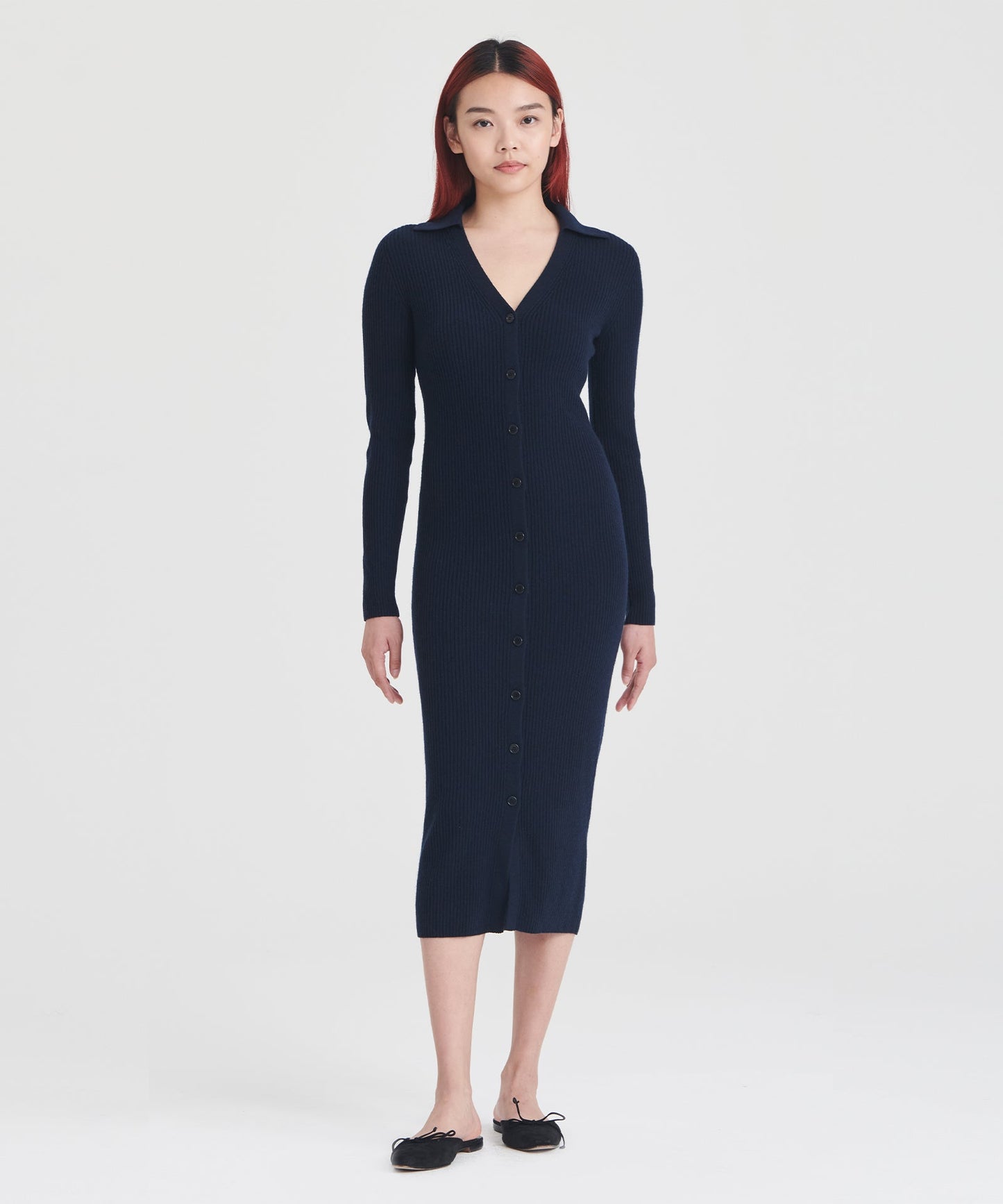 Signature Cashmere Ribbed Cardigan Dress