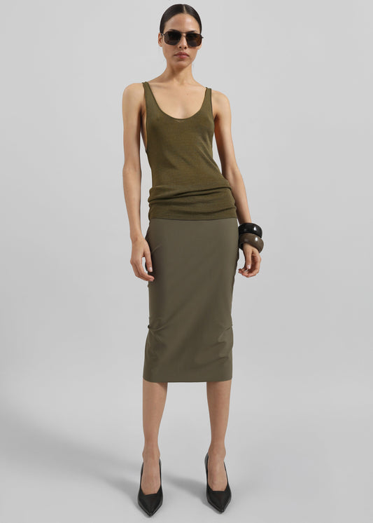 Viera Midi Skirt - Khaki