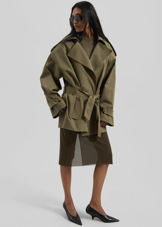 Zurich Oversized Short Trench - Khaki